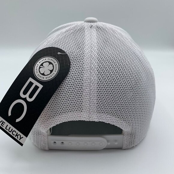 Black Clover Live Lucky Mens White Engraved 4 Snapback Trucker Hat New - Picture 3 of 6